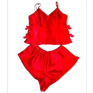 Fredericks of Hollywood Red Sleep Shortie Pajama Set Size Large